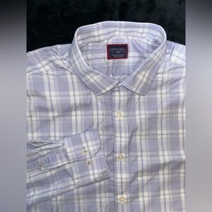 UNTUCKit Performance Men's Large Button Up Shirt Purple White Plaid L/S Stretch